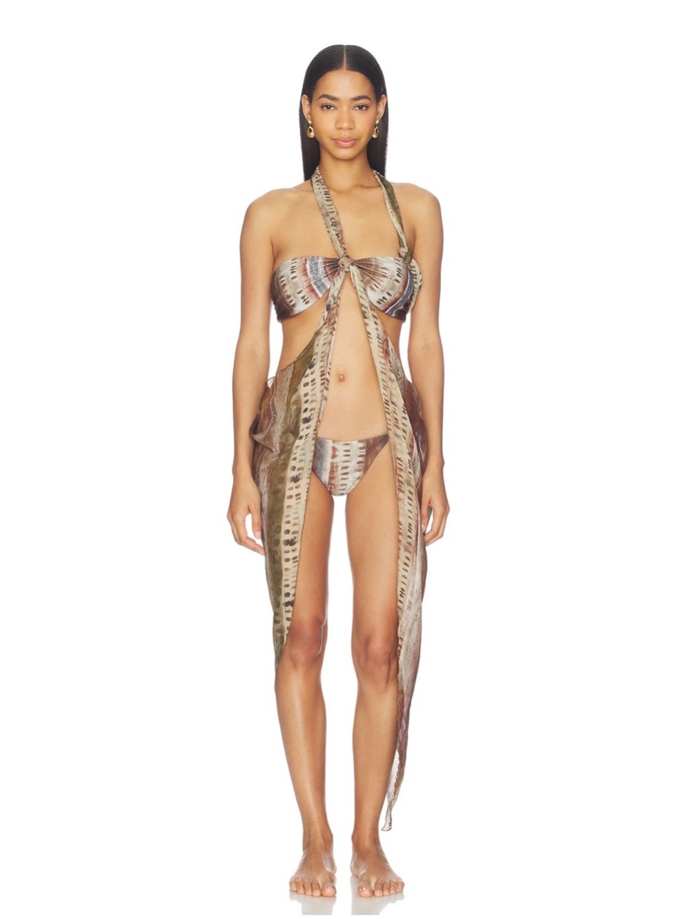 Jaded London Scarf overlay bikini top and bottom. Sold as set!